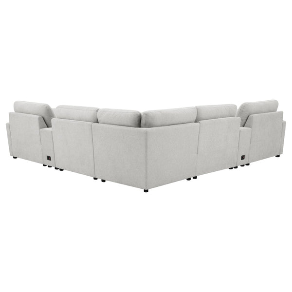 English Elm Hollander Modular Seven Piece Power Reclining Sectional in Grey Polyester Fabric B062S01961