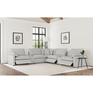 English Elm Hollander Modular Seven Piece Power Reclining Sectional in Grey Polyester Fabric B062S01961