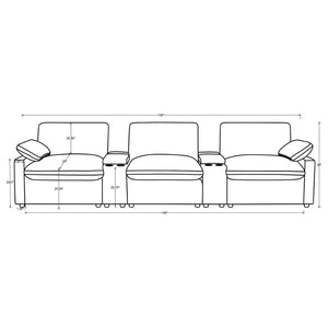 English Elm Hollander Power Reclining Home Theater Set with Storage Consoles in Grey Polyester B062S01963