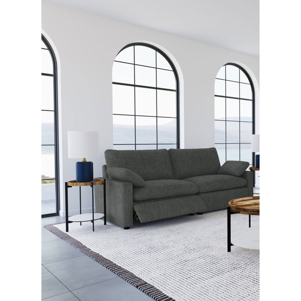 English Elm Hollander Power Reclining Loveseat Polyester Upholstered Modern Two Seat Sofa Dark Grey B062S01966