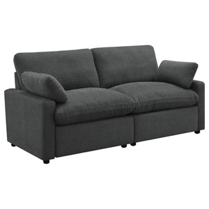 English Elm Hollander Power Reclining Loveseat Polyester Upholstered Modern Two Seat Sofa Dark Grey B062S01966