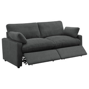 English Elm Hollander Power Reclining Loveseat Polyester Upholstered Modern Two Seat Sofa Dark Grey B062S01966