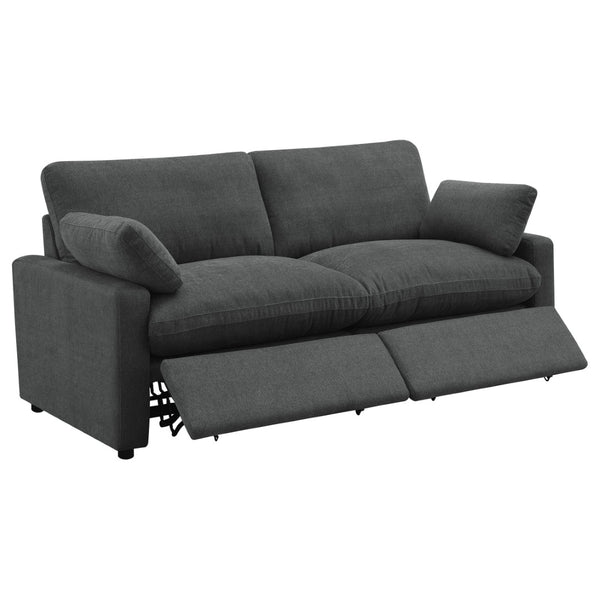 English Elm Hollander Power Reclining Loveseat Polyester Upholstered Modern Two Seat Sofa Dark Grey B062S01966
