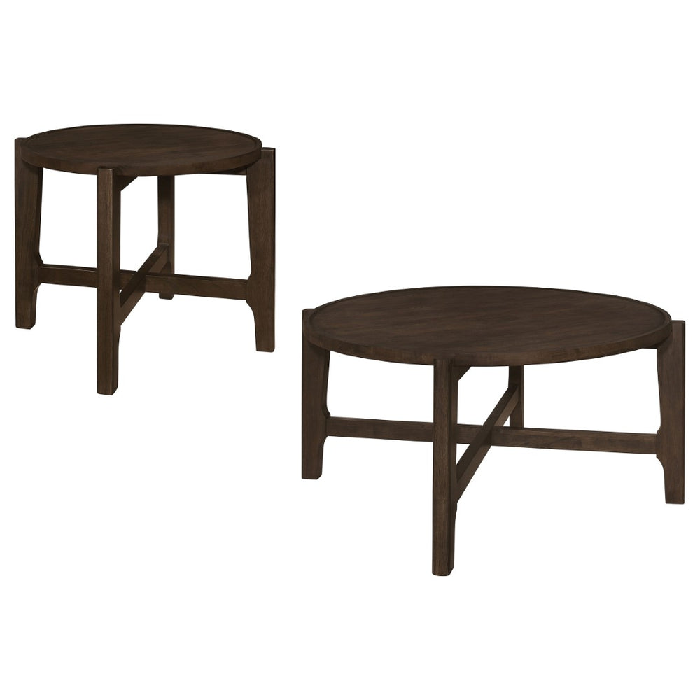 English Elm Milven Solid Hardwood 2 Piece Living Room Coffee and End Table Set with Dark Finish B062S01970