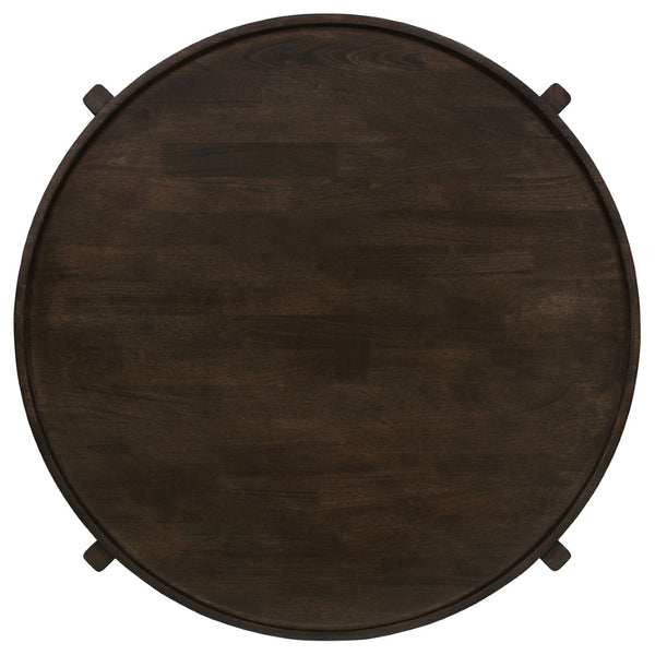English Elm Milven Solid Hardwood 3 Piece Living Room Table Set with Geometric Frame Dark Brown B062S01971