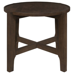 English Elm Milven Solid Hardwood 3 Piece Living Room Table Set with Geometric Frame Dark Brown B062S01971