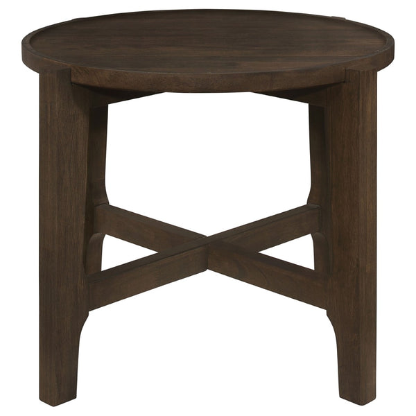 English Elm Milven Solid Hardwood 3 Piece Living Room Table Set with Geometric Frame Dark Brown B062S01971