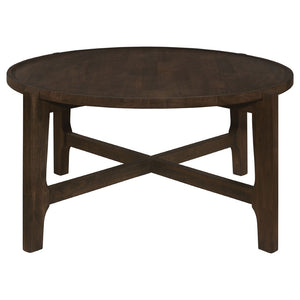 English Elm Milven Solid Hardwood 3 Piece Living Room Table Set with Geometric Frame Dark Brown B062S01971