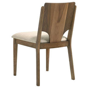 English Elm Graham Walnut Veneer Rectangular Dining Set with Upholstered Chairs for Five B062S01972