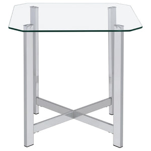 English Elm Linda Chrome and Tempered Glass 2 Piece Coffee Table Set for Modern Living Rooms B062S01973