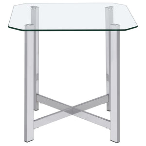 English Elm Linda Chrome and Tempered Glass 2 Piece Coffee Table Set for Modern Living Rooms B062S01973