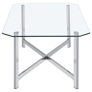 English Elm Linda Chrome and Tempered Glass 3 Piece Living Room Coffee Table Set with Open Base B062S01974