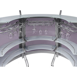 English Elm Elaina Three Piece Glam Home Bar with Smoked Acrylic Panels and Frosted Glass Tops B062S01977