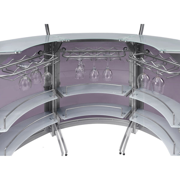 English Elm Elaina Three Piece Glam Home Bar with Smoked Acrylic Panels and Frosted Glass Tops B062S01977