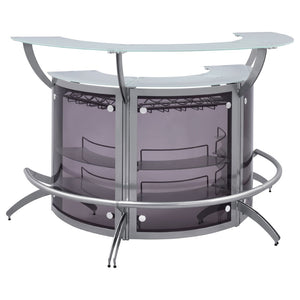 English Elm Elaina Three Piece Glam Home Bar with Smoked Acrylic Panels and Frosted Glass Tops B062S01977