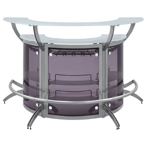 English Elm Elaina Three Piece Glam Home Bar with Smoked Acrylic Panels and Frosted Glass Tops B062S01977