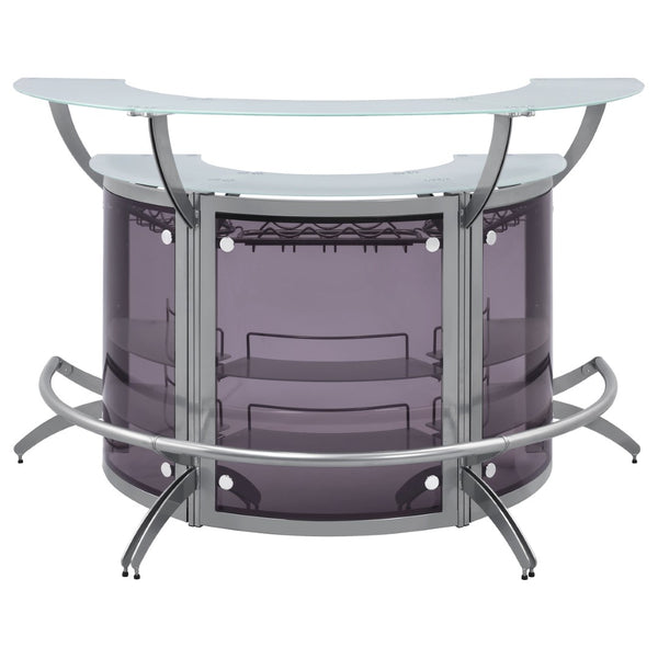 English Elm Elaina Three Piece Glam Home Bar with Smoked Acrylic Panels and Frosted Glass Tops B062S01977