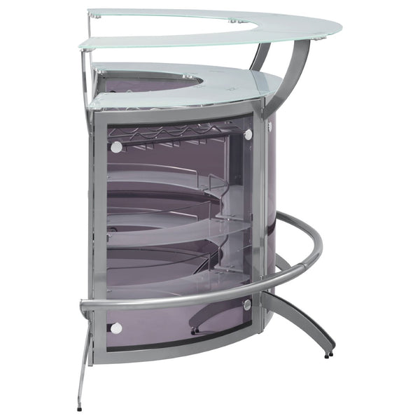 English Elm Elaina Three Piece Glam Home Bar with Smoked Acrylic Panels and Frosted Glass Tops B062S01977
