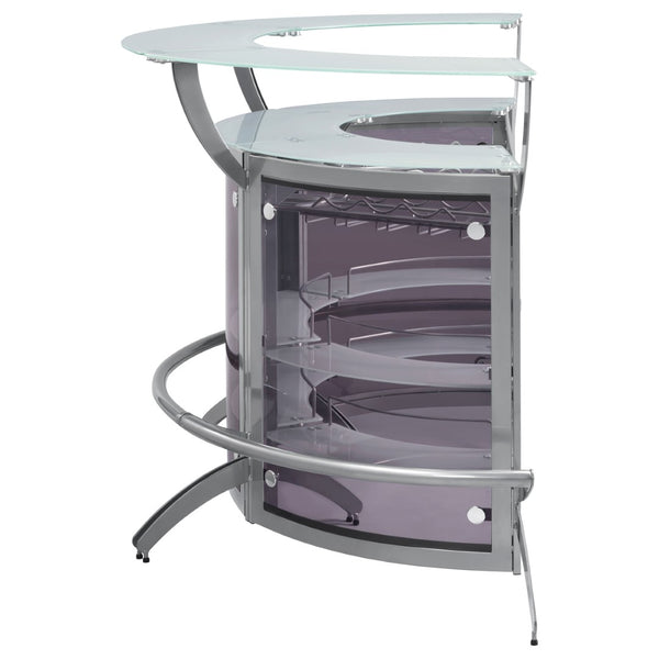 English Elm Elaina Three Piece Glam Home Bar with Smoked Acrylic Panels and Frosted Glass Tops B062S01977