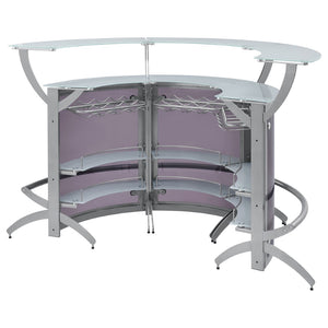 English Elm Elaina Three Piece Glam Home Bar with Smoked Acrylic Panels and Frosted Glass Tops B062S01977