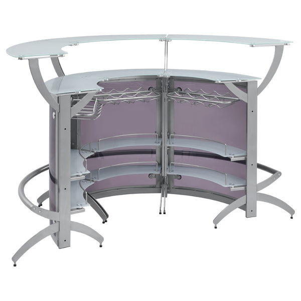 English Elm Elaina Three Piece Glam Home Bar with Smoked Acrylic Panels and Frosted Glass Tops B062S01977