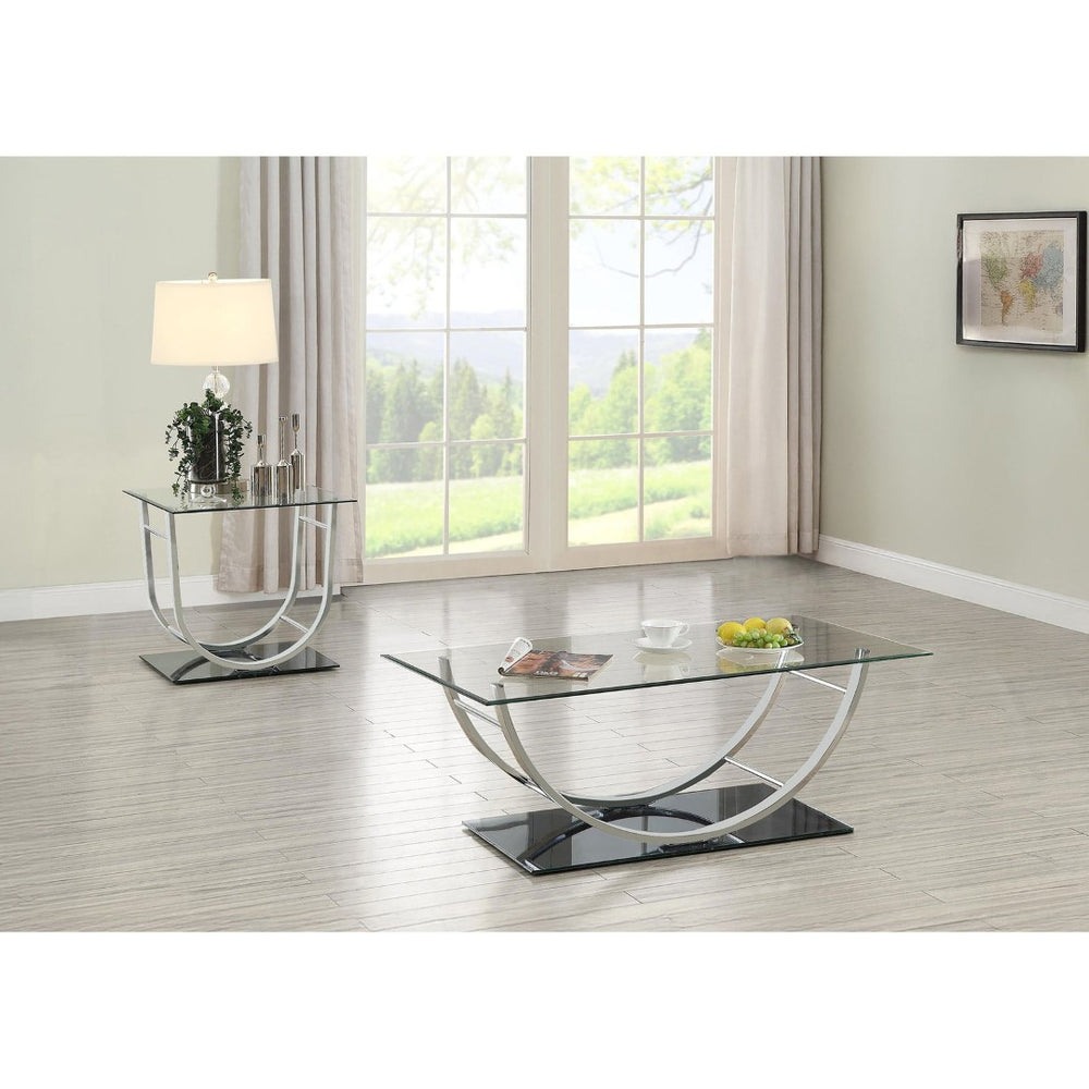 English Elm Garrett Glam 2-piece Mirrored Base Tempered Glass Living Room Table Set B062S01978