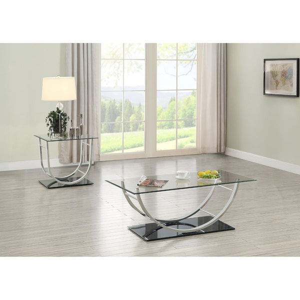 English Elm Garrett Glam 2-piece Mirrored Base Tempered Glass Living Room Table Set B062S01978