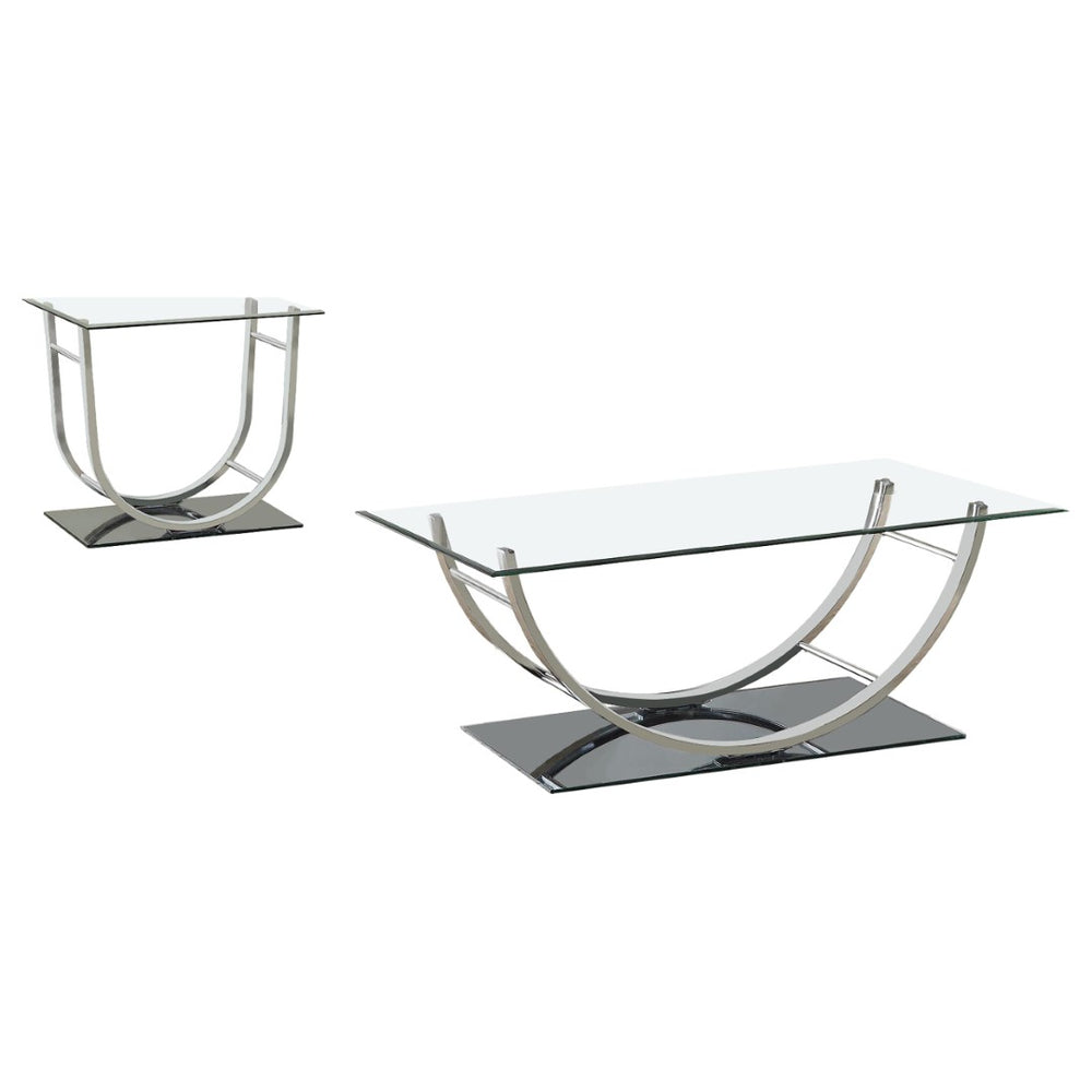 English Elm Garrett Glam 2-piece Mirrored Base Tempered Glass Living Room Table Set B062S01978