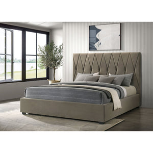 English Elm Germain Velvet Eastern King Platform Bed Diamond Tufted Headboard Low Profile Frame B062S01980