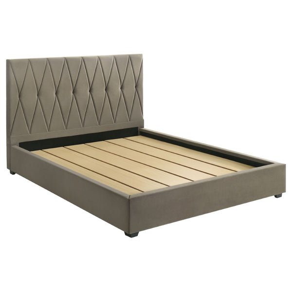 English Elm Germain Velvet Eastern King Platform Bed Diamond Tufted Headboard Low Profile Frame B062S01980