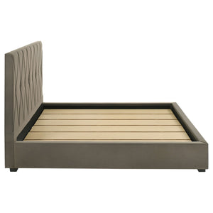 English Elm Germain Velvet Eastern King Platform Bed Diamond Tufted Headboard Low Profile Frame B062S01980