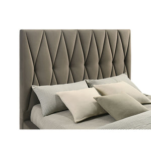English Elm Germain Velvet Eastern King Platform Bed Diamond Tufted Headboard Low Profile Frame B062S01980