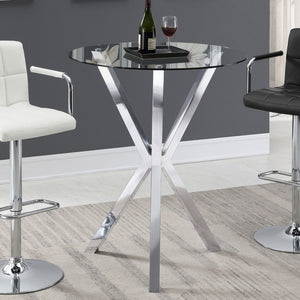 English Elm Fraser Round Glass Top Bar Table with Polished Chrome Tripod Base for Home Entertaining B062S01981