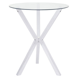 English Elm Fraser Round Glass Top Bar Table with Polished Chrome Tripod Base for Home Entertaining B062S01981