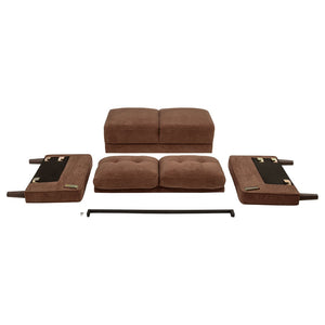 English Elm Heather Tufted Polyester Sofa Set with Track Arms Mid-Century Modern Living Room B062S01985