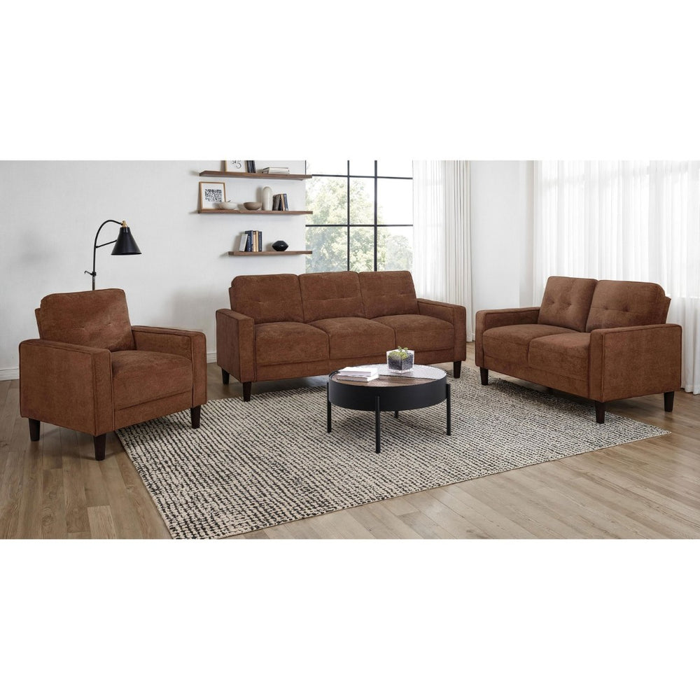English Elm Heather Mid-Century Sofa Loveseat and Chair Set with Tufted Back Tapered Legs B062S01986