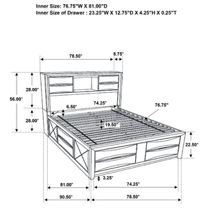 English Elm Palamino Modern Transitional Eastern King Bedroom Set with Bookcase Storage Bed B062S01994