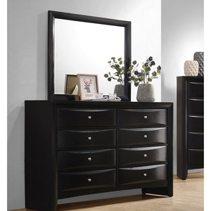 English Elm Palamino Eight Drawer Dresser with Framed Mirror Sleek Black Transitional Bedroom Set B062S01995