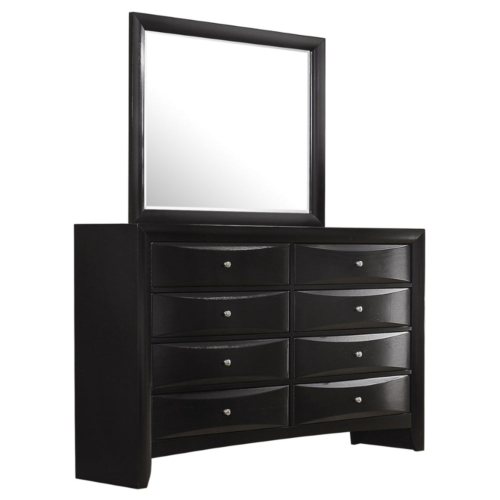 English Elm Palamino Eight Drawer Dresser with Framed Mirror Sleek Black Transitional Bedroom Set B062S01995