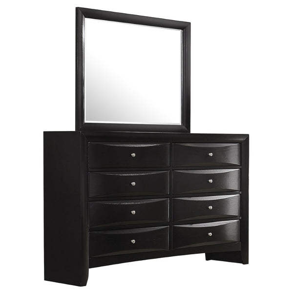 English Elm Palamino Eight Drawer Dresser with Framed Mirror Sleek Black Transitional Bedroom Set B062S01995
