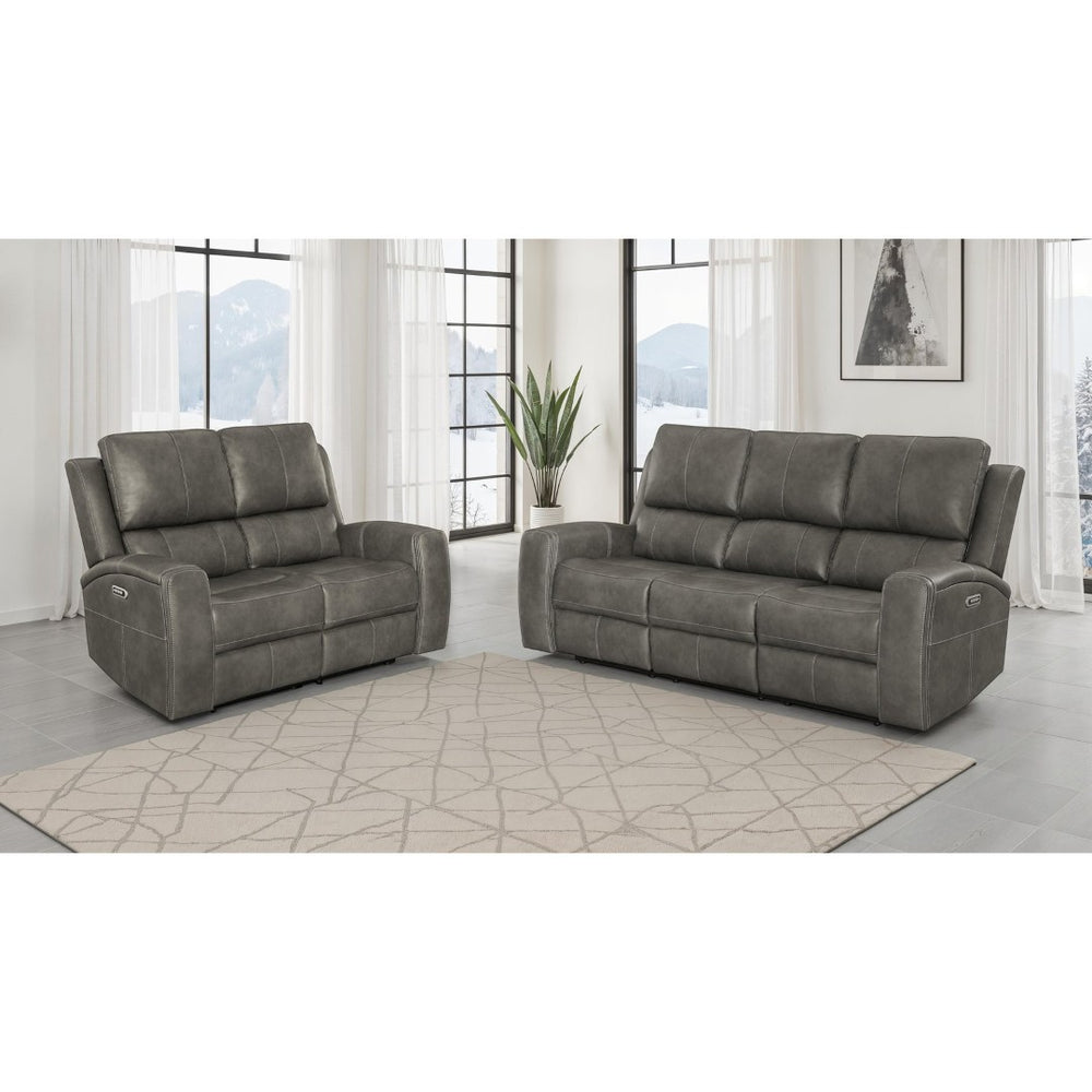English Elm Boyce Triple Power Reclining Sofa Set with Leatherette Upholstery and Charging Ports B062S01996