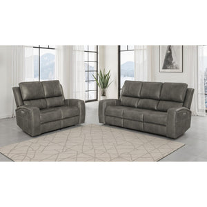 English Elm Boyce Triple Power Reclining Sofa Set with Leatherette Upholstery and Charging Ports B062S01996