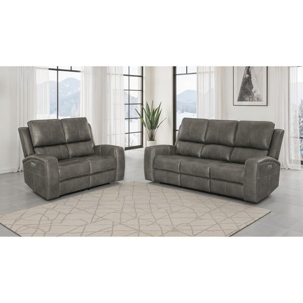 English Elm Boyce Triple Power Reclining Sofa Set with Leatherette Upholstery and Charging Ports B062S01996