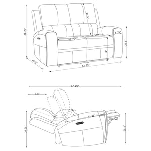 English Elm Boyce Triple Power Reclining Sofa Set with Leatherette Upholstery and Charging Ports B062S01996