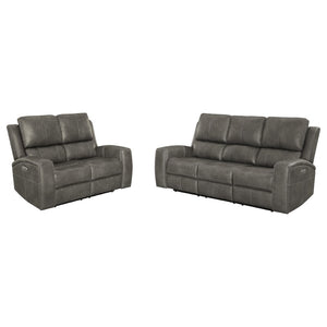 English Elm Boyce Triple Power Reclining Sofa Set with Leatherette Upholstery and Charging Ports B062S01996