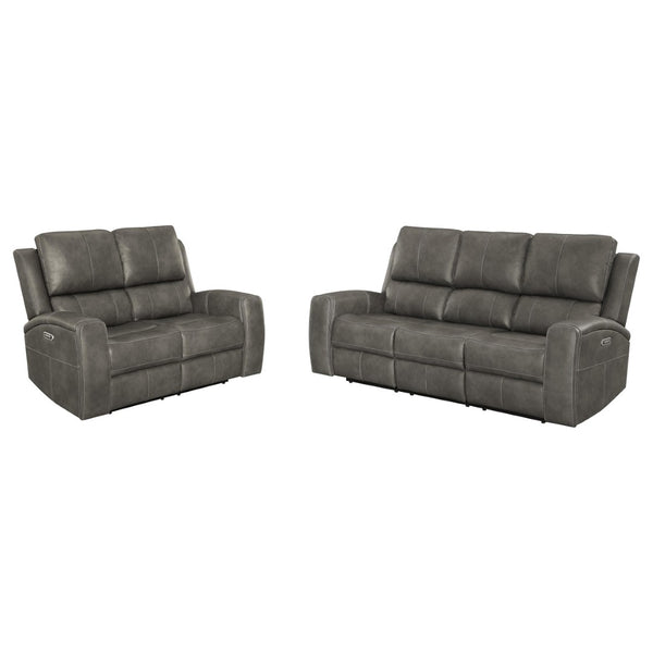 English Elm Boyce Triple Power Reclining Sofa Set with Leatherette Upholstery and Charging Ports B062S01996