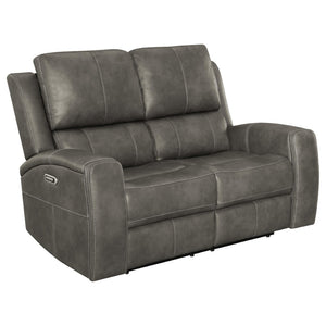 English Elm Boyce Triple Power Reclining Sofa Set with Leatherette Upholstery and Charging Ports B062S01996