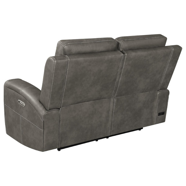 English Elm Boyce Triple Power Reclining Sofa Set with Leatherette Upholstery and Charging Ports B062S01996