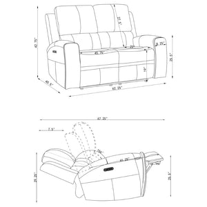 English Elm Boyce Triple Power Reclining Sofa Set Leatherette with USB Charging Ports B062S01998