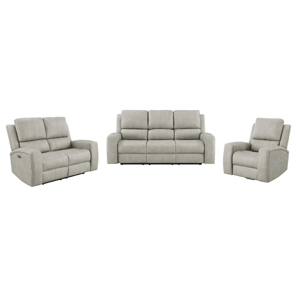 English Elm Boyce Grey Leatherette 3 Piece Power Reclining Living Room Set with USB Charging B062S01999